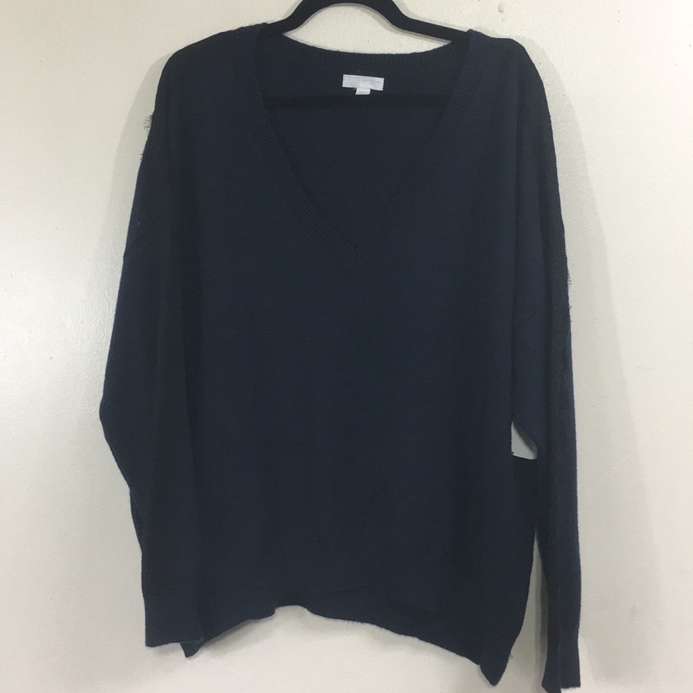 14th & Union Navy Pullover Black Lace Sweater